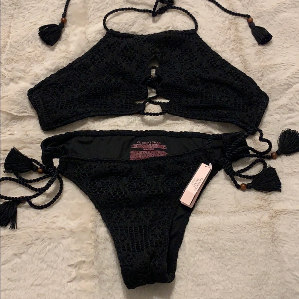 Black crochet bikini
